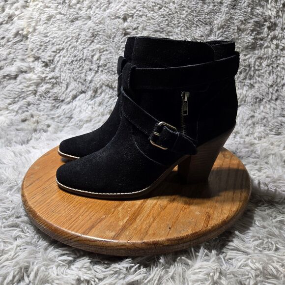 Dolce Vita Connary Womens Size 11 Black Luxury Suede Ankle Boots Heeled Booties - Picture 1 of 10